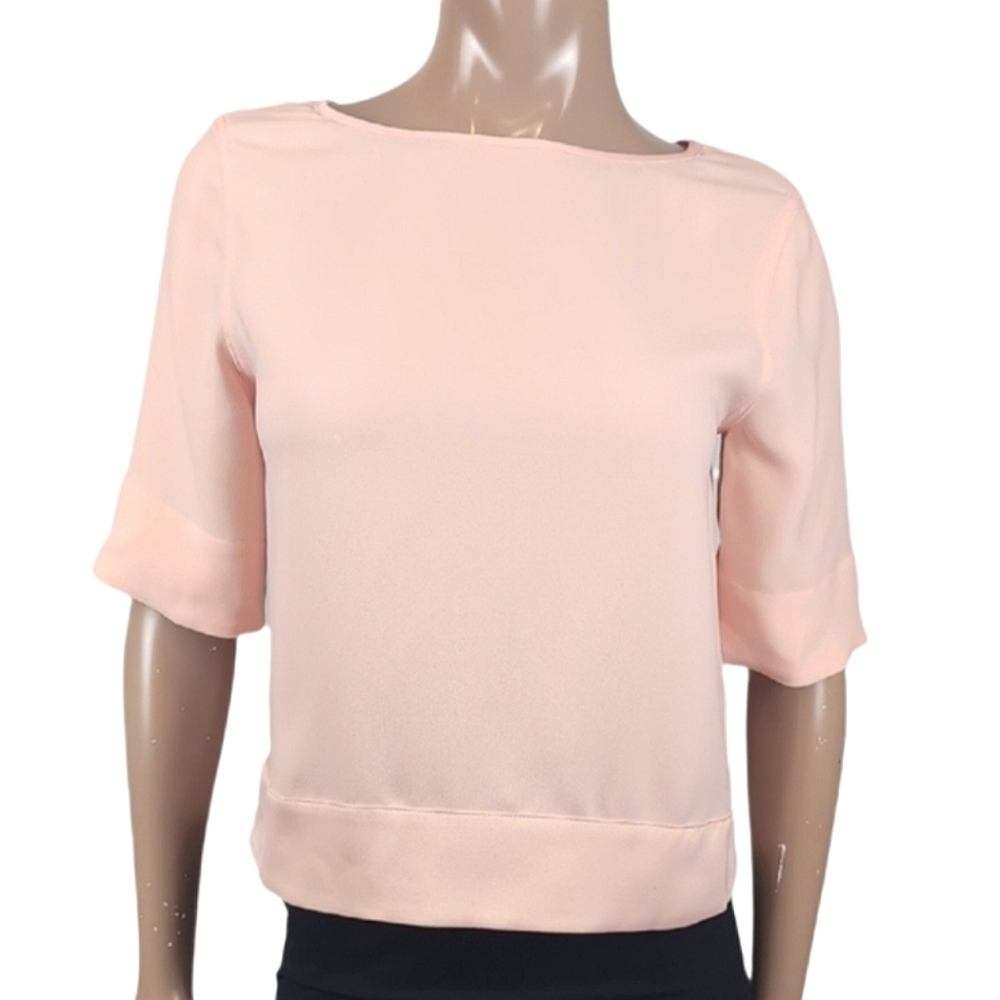 Banana Republic Crossover Open Back Blouse Short Sleeve Boxy Top Size Small